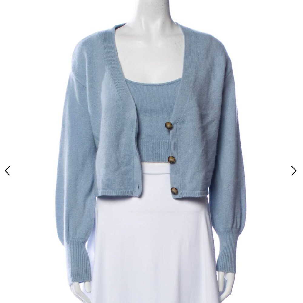 Reformation Cashmere Cropped Sweater Set | Blue | M